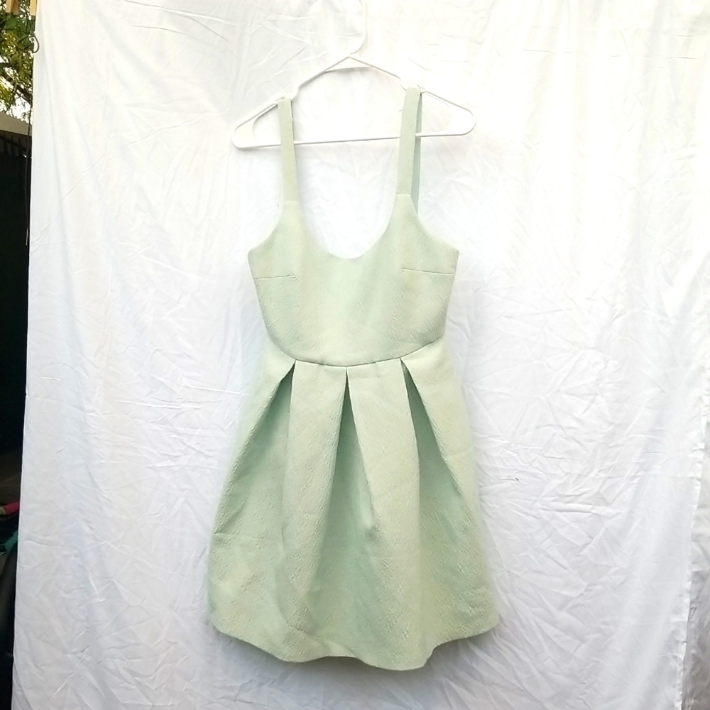 Zara Trafaluc sleeveless dress size large pale blue and cream textured fabric